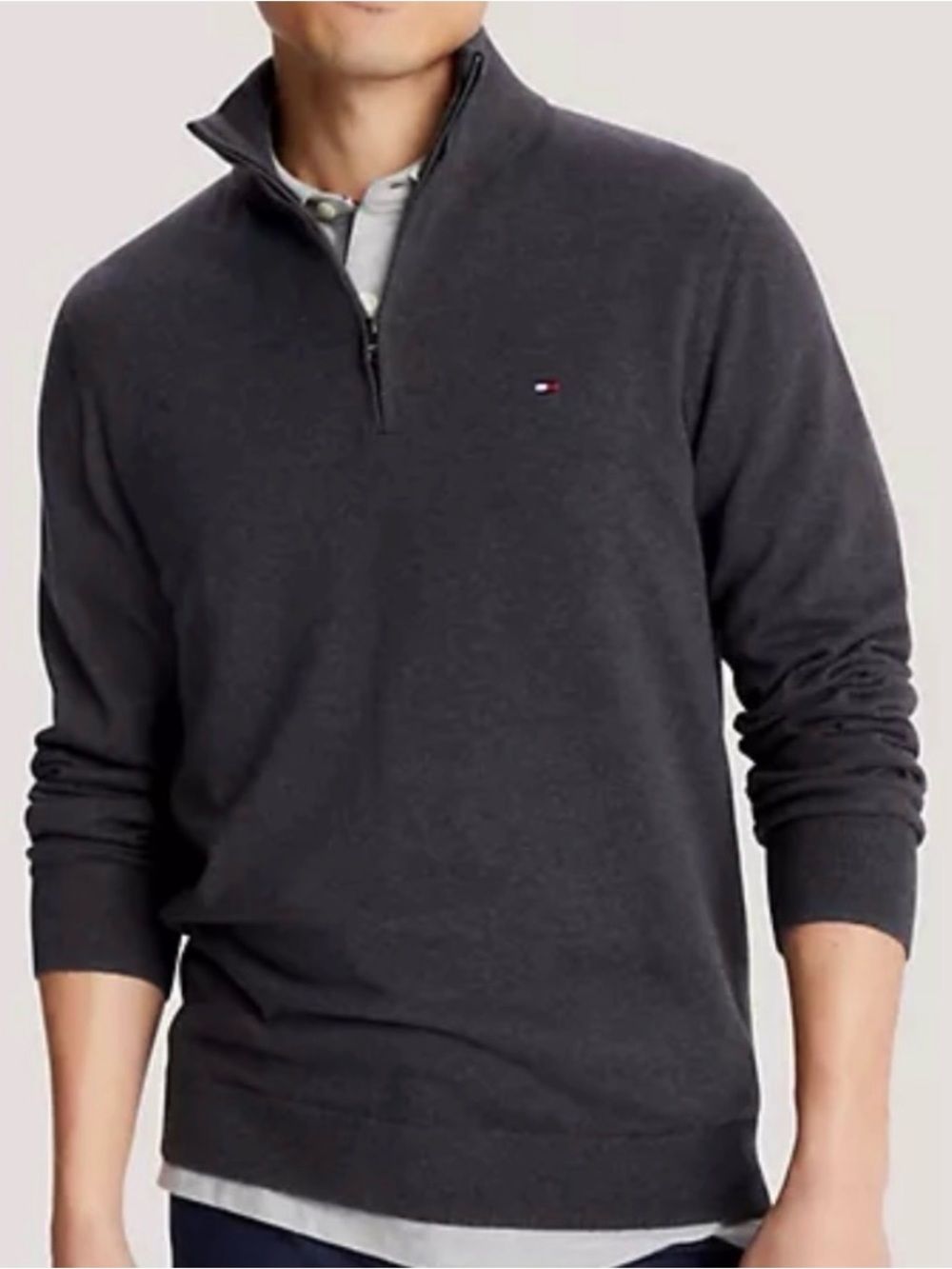 Tommy Hilfiger Men's Dark Charcoal Half-Zip Sweater